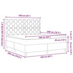 vidaXL Lit à ressorts avec matelas Noir 160 x 200 cm tissu