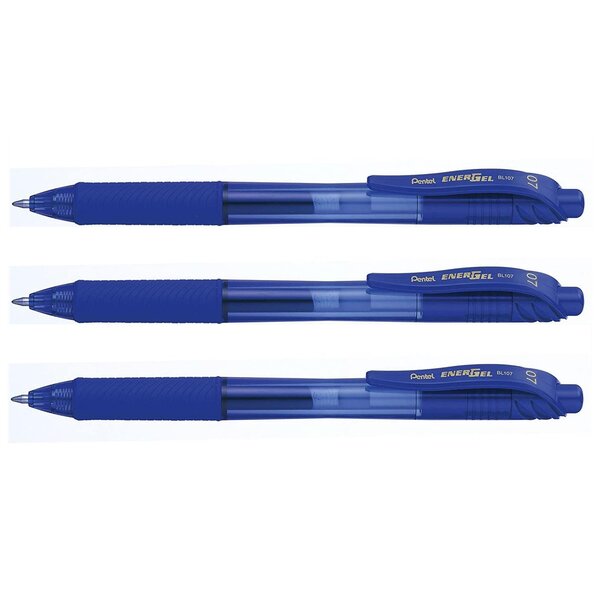 Stylo Roller Encre Gel EnerGel BL107 pointe Métal 0 7 Bleu x 3 PENTEL