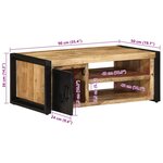 vidaXL Table basse 90x50x36 cm bois de manguier massif brut