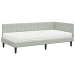 vidaXL Cadre de lit d'angle avec matelas 2 Pièces Gris clair Velours