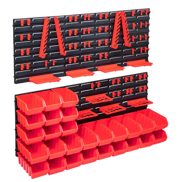 vidaXL Kit de bacs de stockage et panneaux muraux 103Pièces rouge et noir