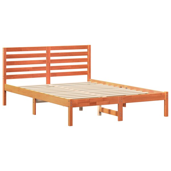 vidaXL Cadre de lit Marron cire 135 x 190 cm Bois massif en pin