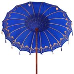 vidaXL Parasol balinais 260 Bleu 210-220 cm Coton et bois massif