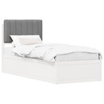 vidaXL Cadre de lit avec tête de lit rembourrée Gris clair 75 x 190 cm