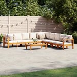 vidaXL Salon de jardin avec coussins 6 Pièces bois d'acacia solide