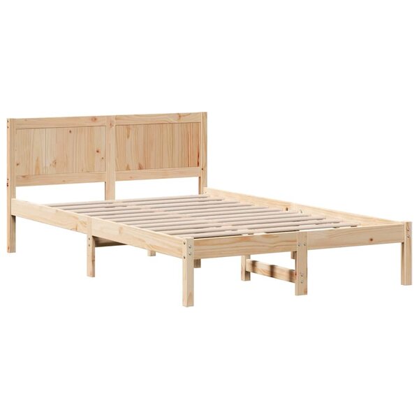 vidaXL Cadre de lit Marron 135 x 190 cm Bois de pin massif