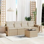 vidaXL Salon de jardin avec coussins 5 Pièces beige résine tressée