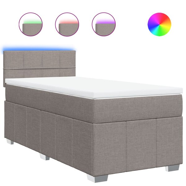 vidaXL Sommier à lattes de lit avec matelas Taupe 90x200 cm Tissu