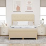 vidaXL Lit à ressorts avec tête de lit Crème 140 x 200 cm tissu