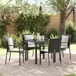 vidaXL Ensemble de dîner jardin 5 pièces avec coussins - Poly Rattan noir