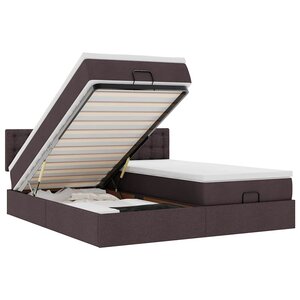 VidaXL Cadre de lit ottoman avec matelas marron foncé 160x200 cm tissu