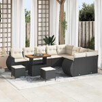 vidaXL Ensemble de canapé de jardin avec coussin 12 Pièces Noir et crème