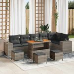 vidaXL Ensemble de canapé de jardin 10 Pièces Gris polyrotin