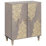 vidaXL Buffet Gris et or 60 x 33.5 x 75 cm Bois de manguier massif