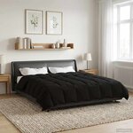 vidaXL Duvet d'hiver Matelassé Noir 220 x 240 cm Microfibre