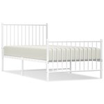 vidaXL Cadre de lit métal sans matelas avec pied de lit blanc 90x190cm