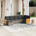 vidaXL Salon de jardin avec coussins 7 Pièces gris résine tressée