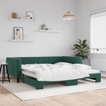 vidaXL Lit de jour avec lit gigogne vert foncé 100x200 cm velours