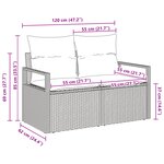 Canapé de jardin 2 places vidaXL avec rangement et coussins en poly rattan