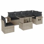 vidaXL Salon de jardin avec coussins 7 Pièces gris clair résine tressée