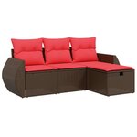 vidaXL Salon de jardin 4 Pièces avec coussins marron résine tressée