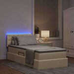 vidaXL Lit avec rangement et LED avec matelas Crème 90 x 190 cm tissu