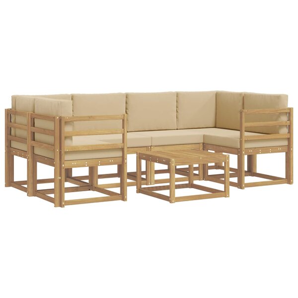 vidaXL Ensemble de canapés d'extérieur 7 pc Blanc et Beige