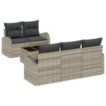 Ensemble de Canapé de Jardin 6 Pièces avec Coussins Gris Clair Poly Rotin