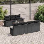 vidaXL Ensemble de canapé de jardin Manuel 8 Pièces Noir 55 x 55 x 37 cm