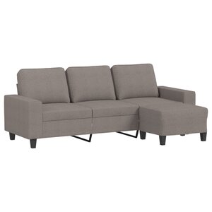 vidaXL Canapé à 3 places avec repose-pieds Taupe 180 cm Tissu