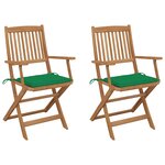 vidaXL Chaises pliables de jardin lot de 2 avec coussins Bois d'acacia