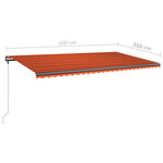 vidaXL Auvent manuel rétractable sur pied 600x350 cm Orange/marron