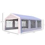 Tente de réception tonnelle de jardin 4 parois amovibles portes zippées idéal pour fête mariage soirée 6 x 4 x 2 8 m acier toile polyéthylène 180 g/m² blanc