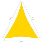 vidaXL Voile de parasol Tissu Oxford triangulaire 5x6x6 m Jaune