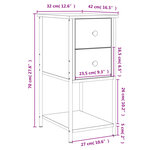 vidaXL Table de chevet chêne fumé 32x42x70 cm bois d'ingénierie