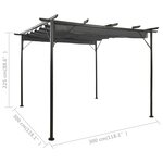 vidaXL Pergola avec toit rétractable anthracite 3x3 m acier 180 g/m²