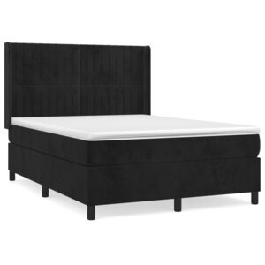 vidaXL Sommier à lattes de lit avec matelas Noir 140x200 cm Velours