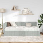 vidaXL Cadre de lit d'angle avec matelas 2 Pièces Gris clair Velours