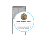 Bloc collectif Leabox  2x2  grade 3  simple face  extérieur  fixation sur pieds à sceller  gris clair ral 7035 finition brillante