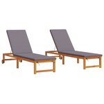 vidaXL Chaises longues 2 Pièces avec coussins en bois d'acacia massif
