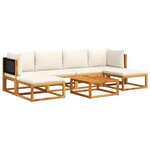 vidaXL Salon de jardin avec coussins 7 Pièces bois massif d'acacia
