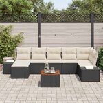 vidaXL Ensemble de canapé de jardin avec coussin 8 Pièces Noir Poly rotin
