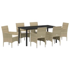vidaXL Ensemble de salle à manger pour jardin 7 Pièces Beige polyrotin
