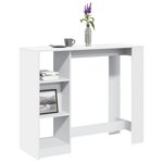 vidaXL Table de bar et étagère blanc 124x46x103 5 cm bois d'ingénierie
