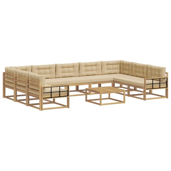 vidaXL Ensemble de canapés d'extérieur 10 Pièces Blanc et Beige