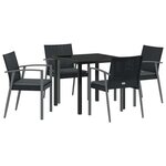 vidaXL Ensemble de salle à manger pour jardin 5 Pièces Noir et gris