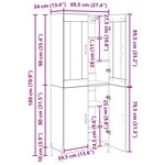 vidaXL Haut Armoire Montage mural Chêne artisanal 69 5 x 34 x 180 cm