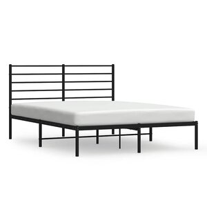 vidaXL Cadre de lit métal sans matelas avec tête de lit noir 135x190cm