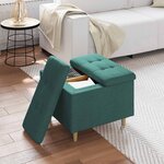 vidaXL Pouf de rangement avec coussin Vert foncé 60 x 60 x 45 cm tissu