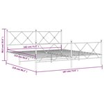 vidaXL Cadre de lit métal avec tête de lit/pied de lit blanc 183x213cm